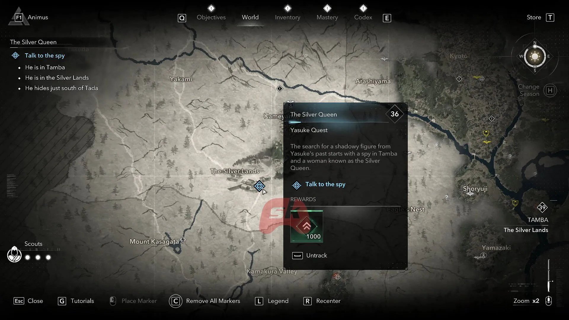 The spy's location on the map (Image via Sportskeeda Gaming // Ubisoft) The spy's location on the map (Image via Sportskeeda Gaming // Ubisoft)