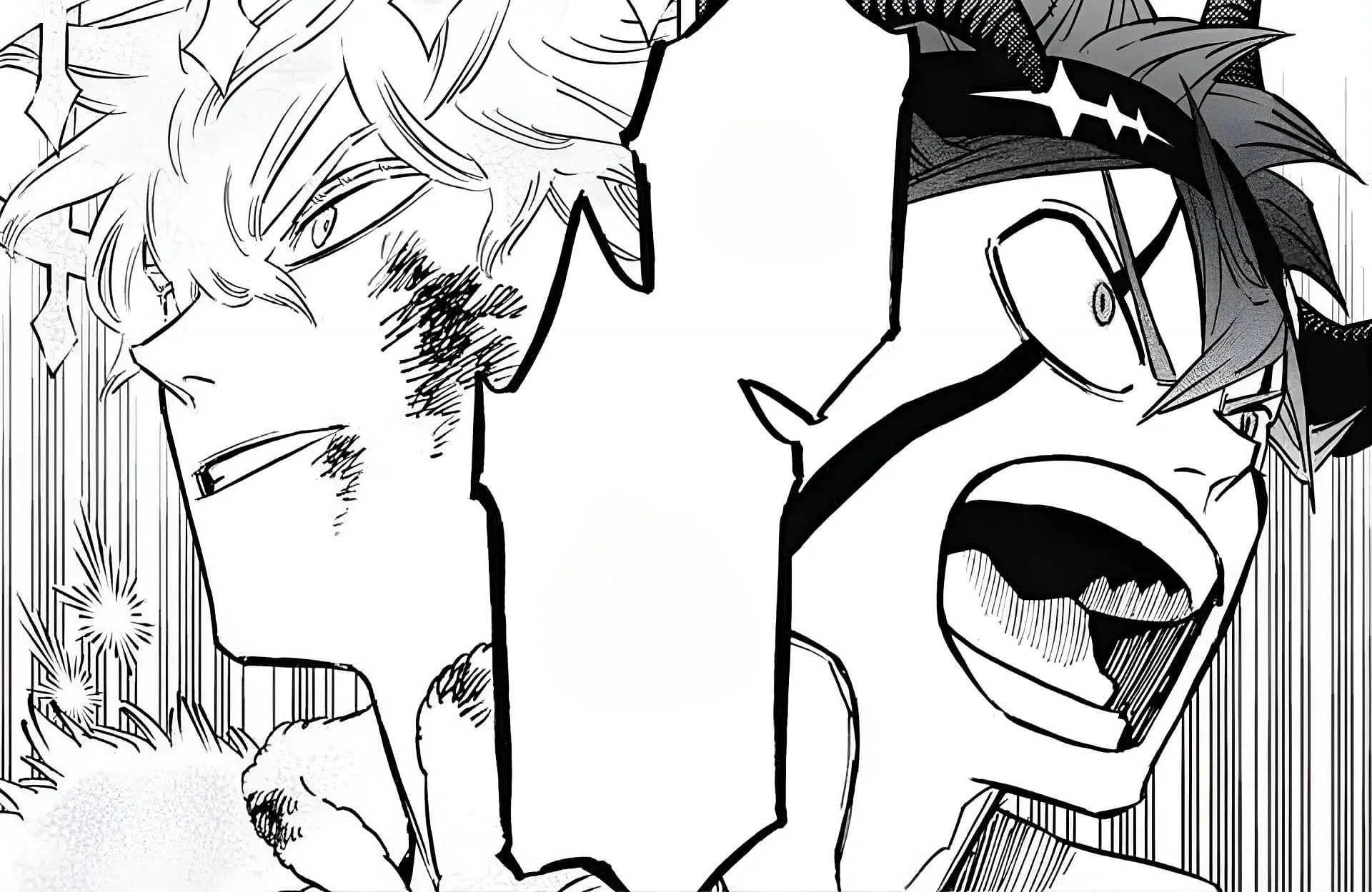 Yuno Grinberryall and Asta as seen in the Black Clover manga (Image via Shueisha)