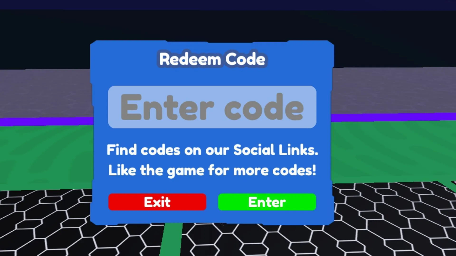 Hit the Enter button to submit a code (Image via Roblox)