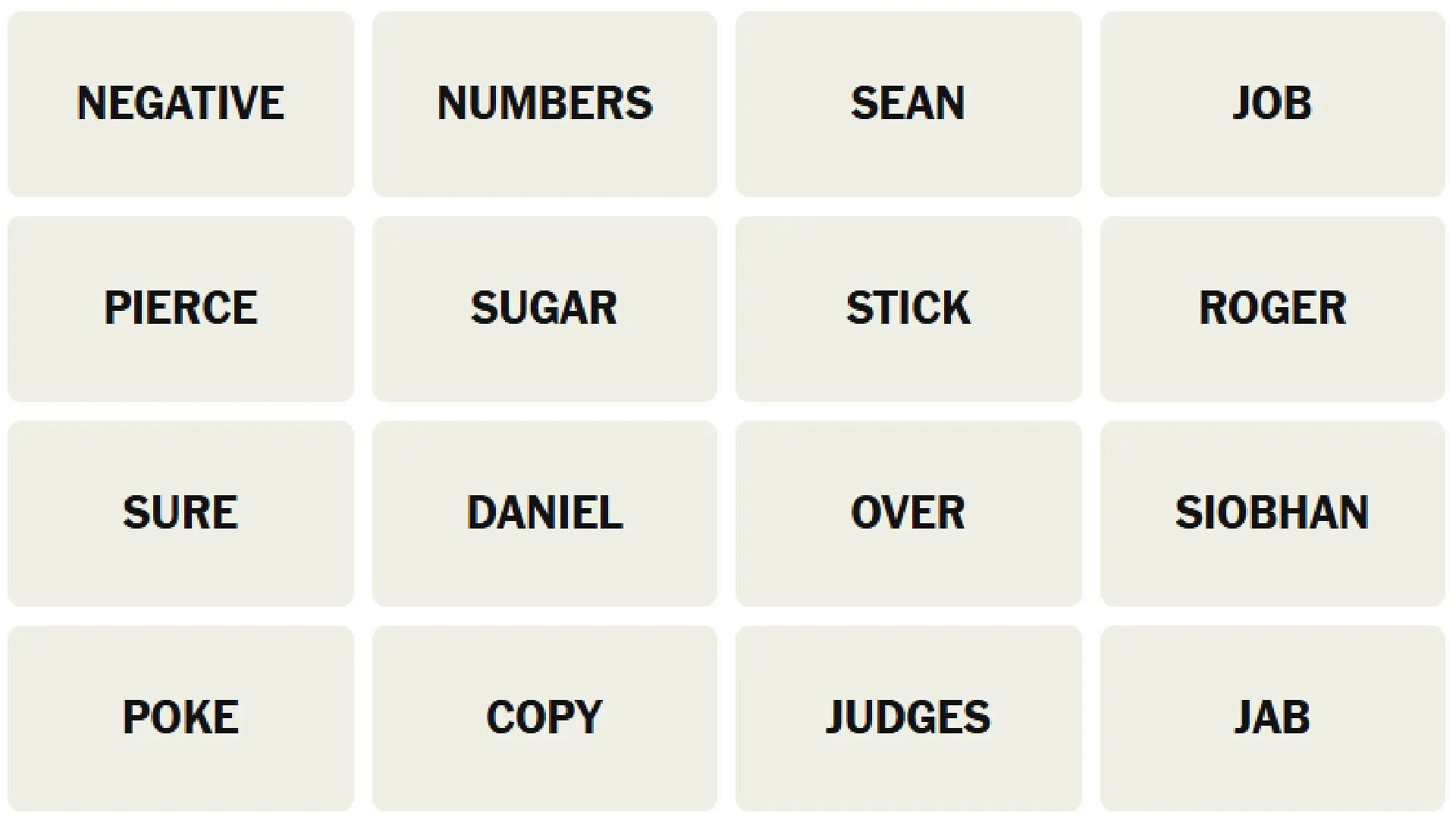 All NYT Connections words for today (Image via The New York Times)