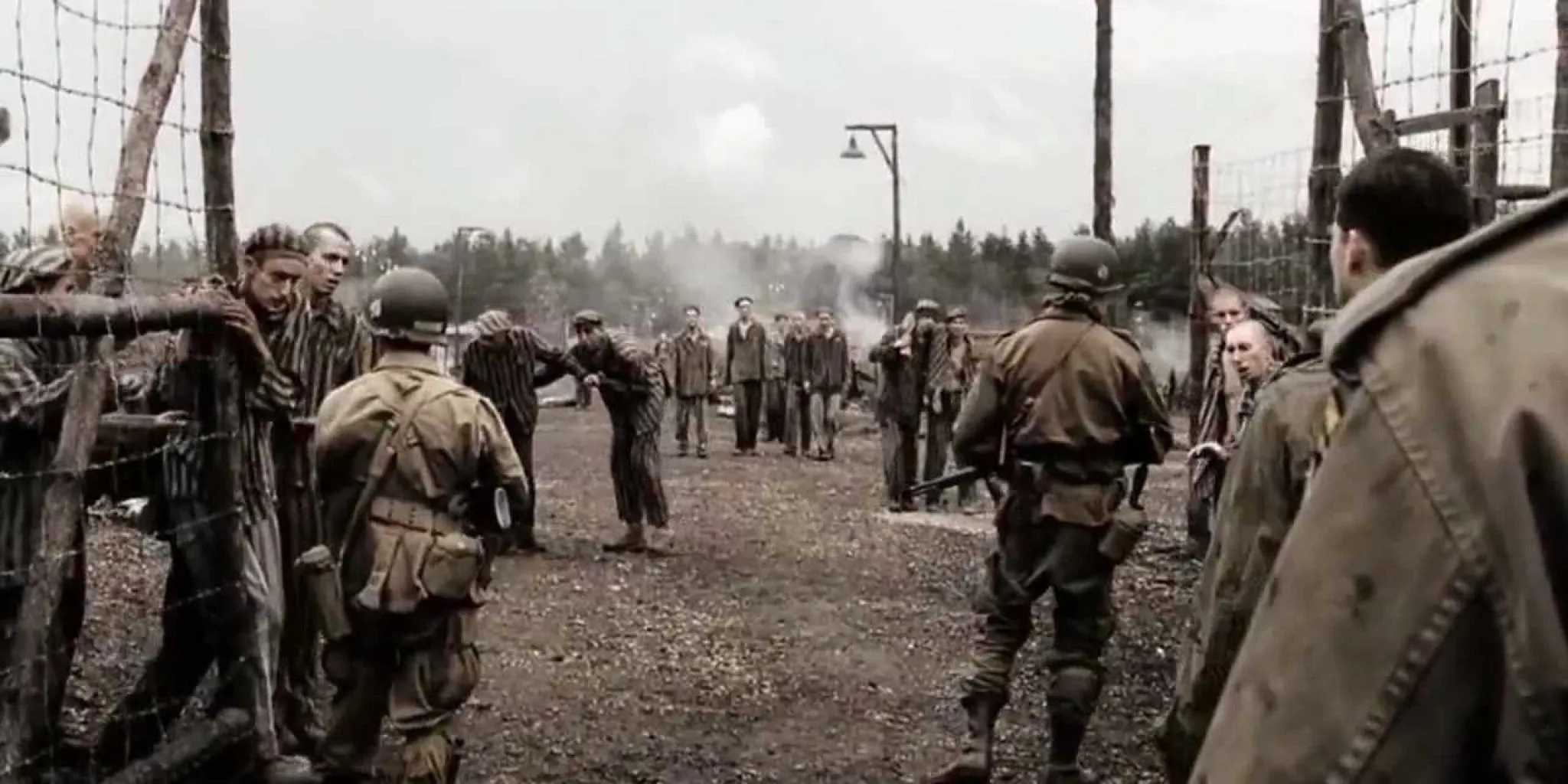The Easy Company entering a concentration camp in Band of Brothers