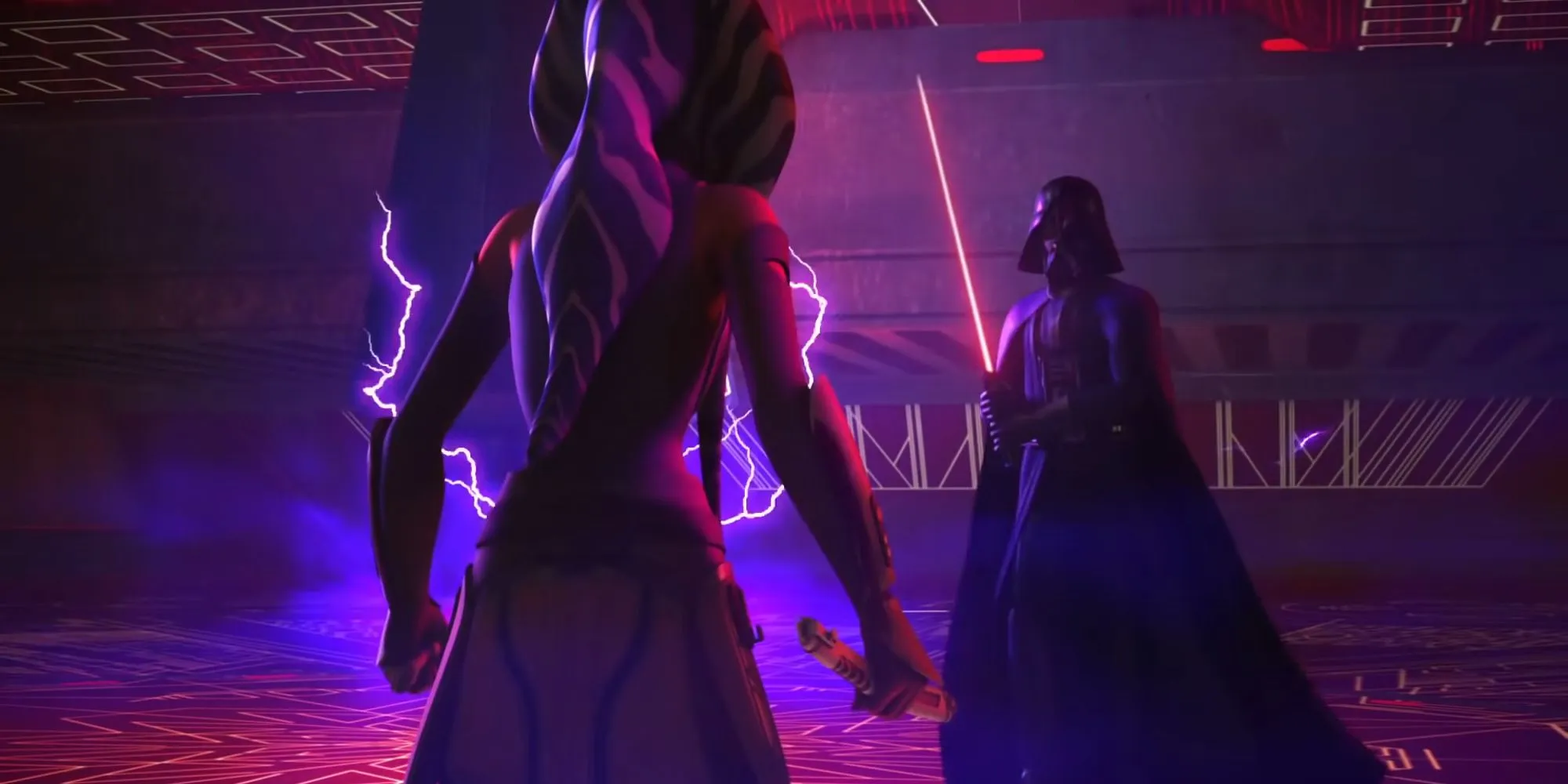 Ahsoka Tano confronting Darth Vader