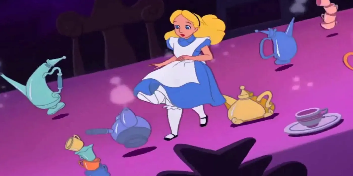 Alice in Wonderland chase scene