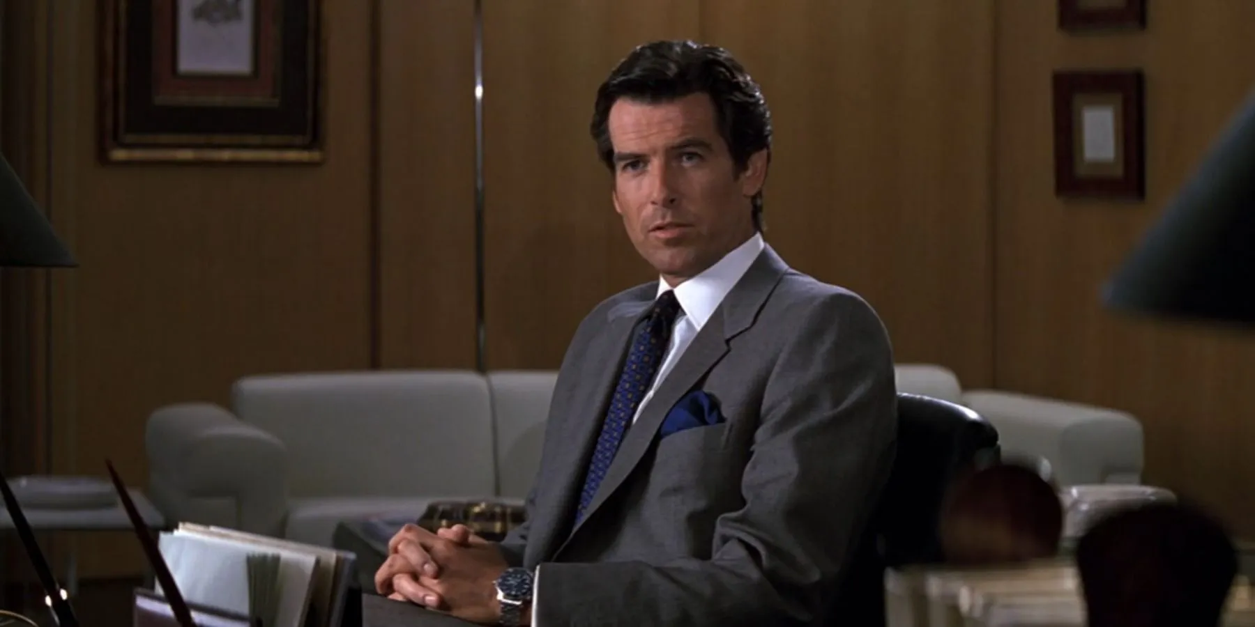 Brosnan in M's office