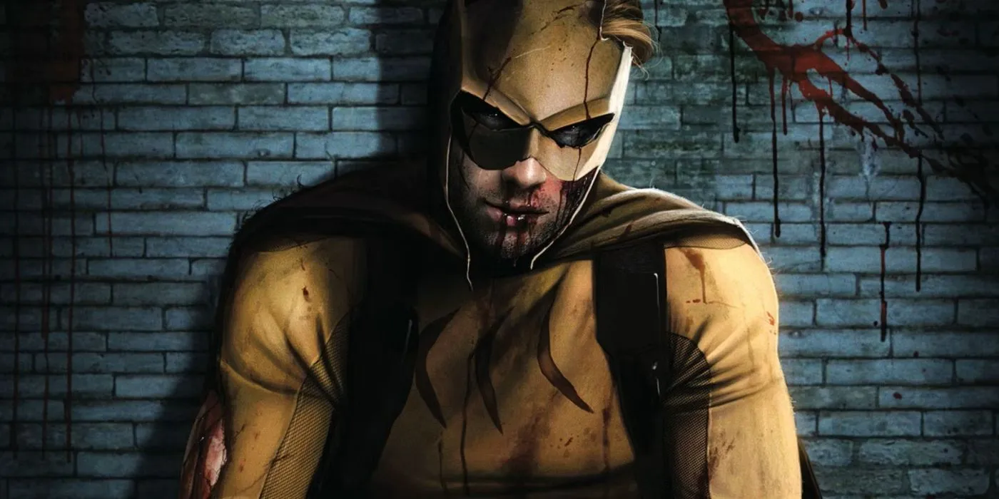 A bloodied Catman in his battered suit from DC Comics.