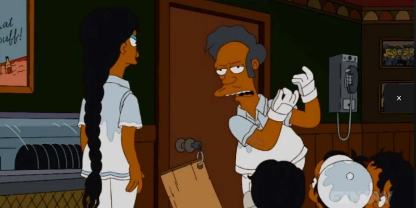 Apu and Manjula discussing at Moe's Bar
