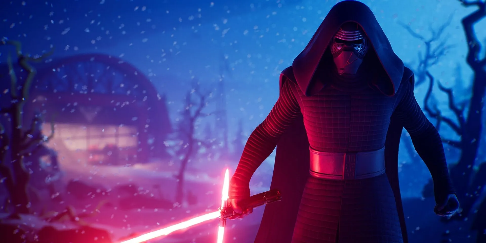 Kylo Ren igniting his lightsaber in Fortnite