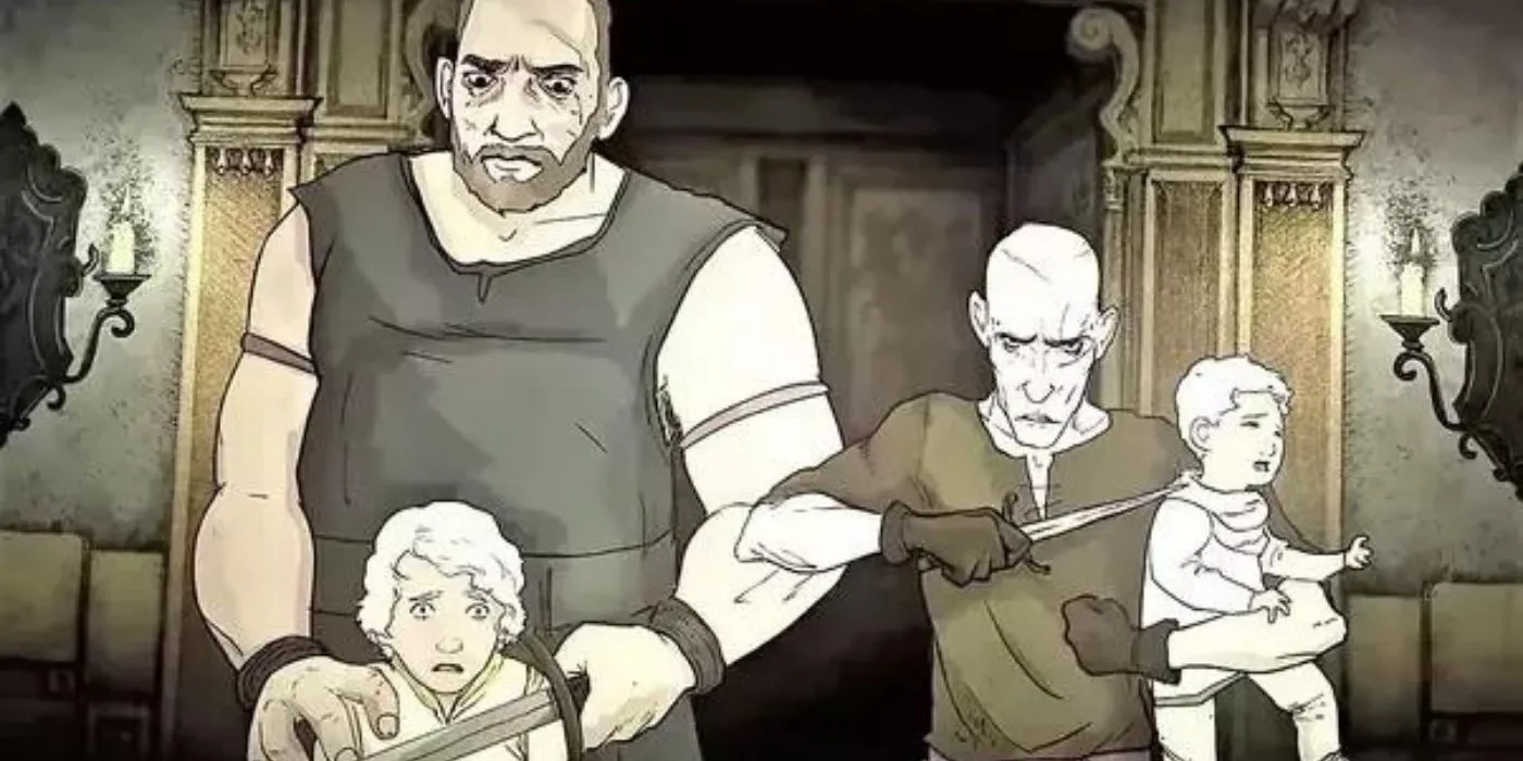 Blood and Cheese threatening the young Targaryen princes