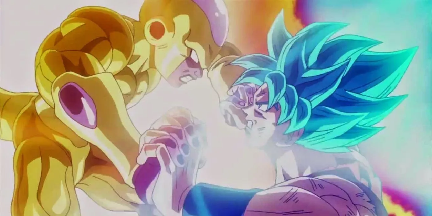 Golden Frieza vs Super Saiyan Blue Goku in Dragon Ball Z: Resurrection F Golden Frieza vs Super Saiyan Blue Goku in Dragon Ball Z: Resurrection F