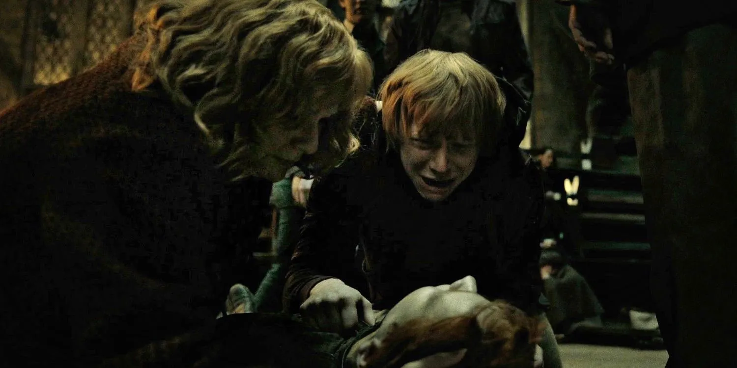 Molly and Ron Crying over Fred's Body in Harry Potter and the Deathly Hallows: Part II