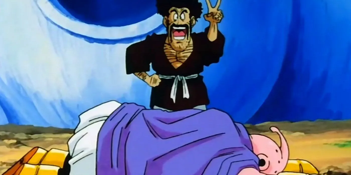 Hercule posing over Majin Buu Hercule posing over Majin Buu