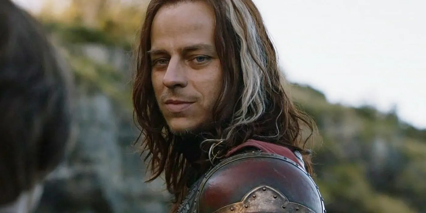 왕좌의 게임에서 Jaqen H'ghar가 Arya와 작별 인사를 함 왕좌의 게임에서 Jaqen H'ghar가 Arya와 작별 인사를 함
