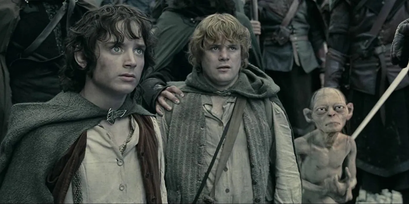 Frodo, Sam, and Gollum held prisoner in Lord of the Rings.