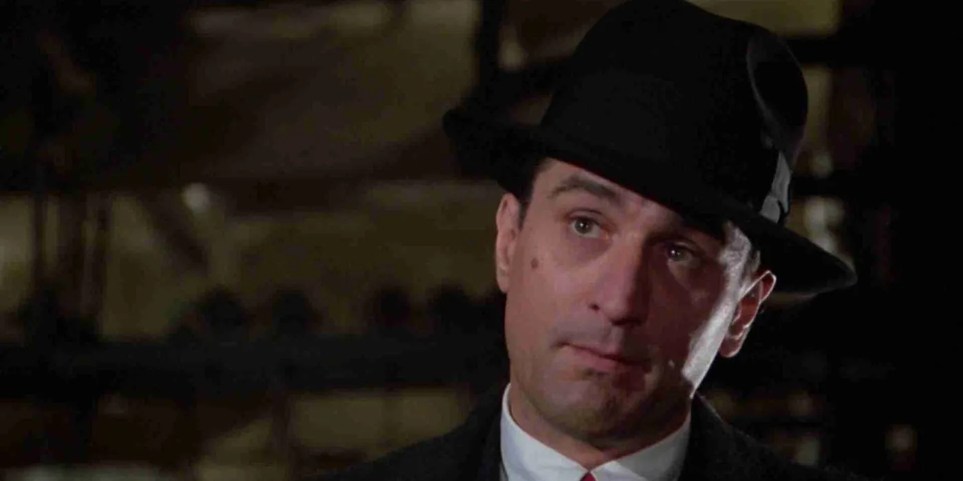 Robert De Niro wearing a hat in Once Upon a Time in America. Robert De Niro wearing a hat in Once Upon a Time in America.
