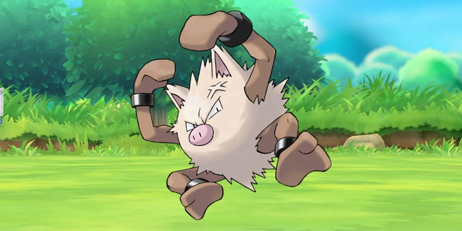 Primeape on a grassy field in Pokémon GO