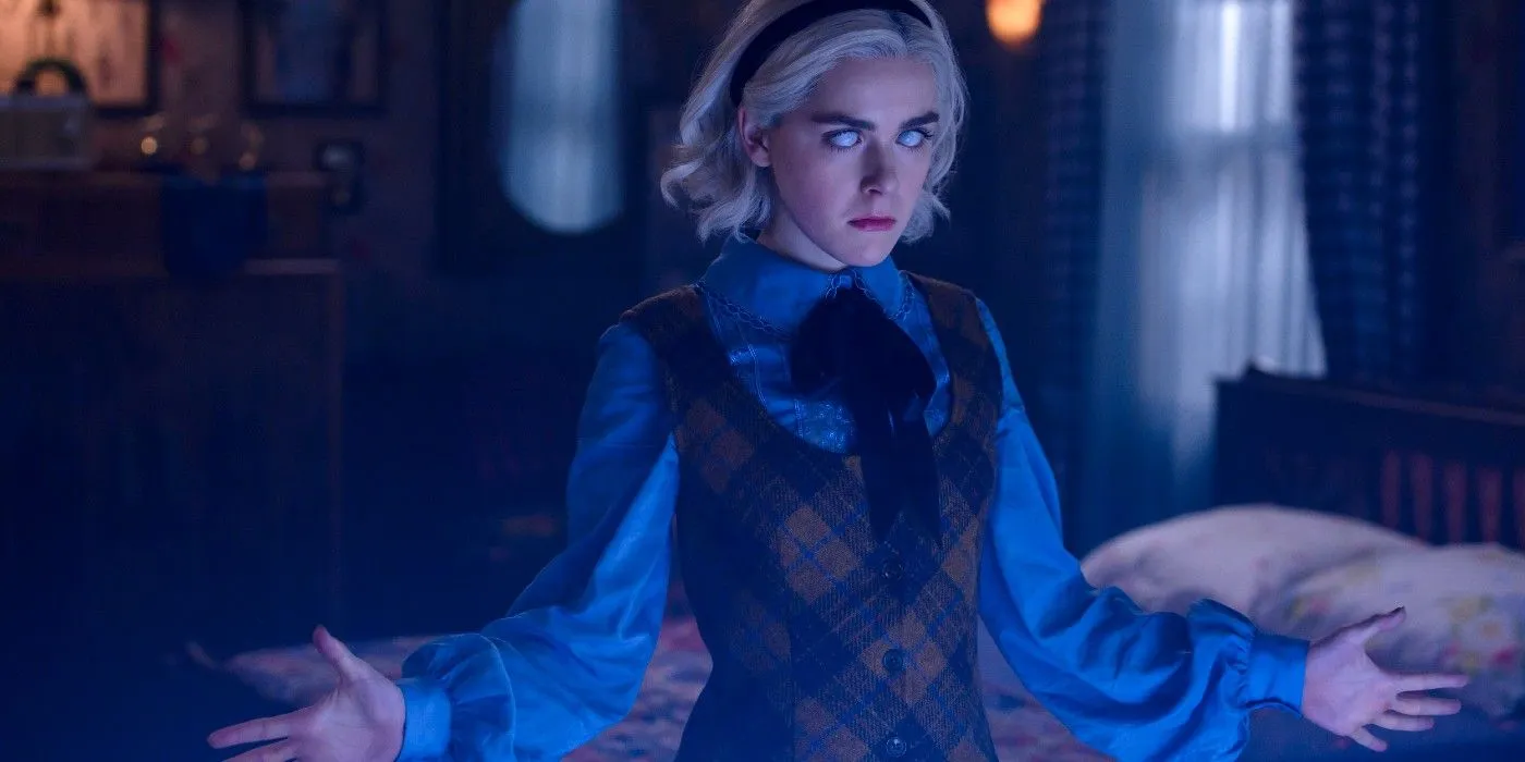 Sabrina Spellman (Kiernan Shipka) casting a spell in Chilling Adventures of Sabrina