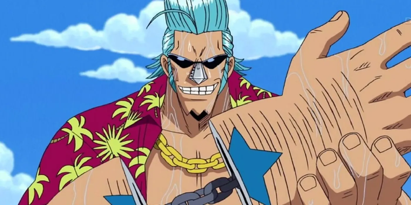 Franky in One Piece removing his hand Franky in One Piece removing his hand