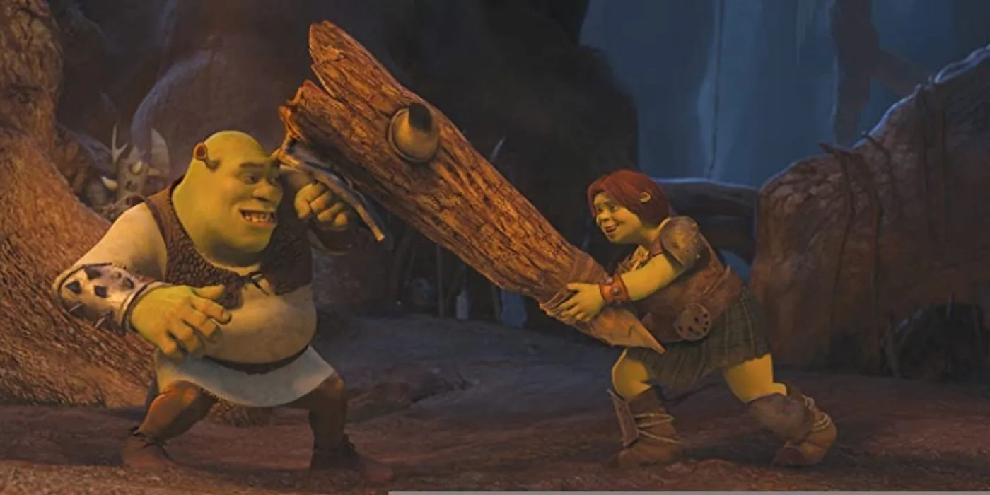 Shrek and Fiona battling in Shrek 4