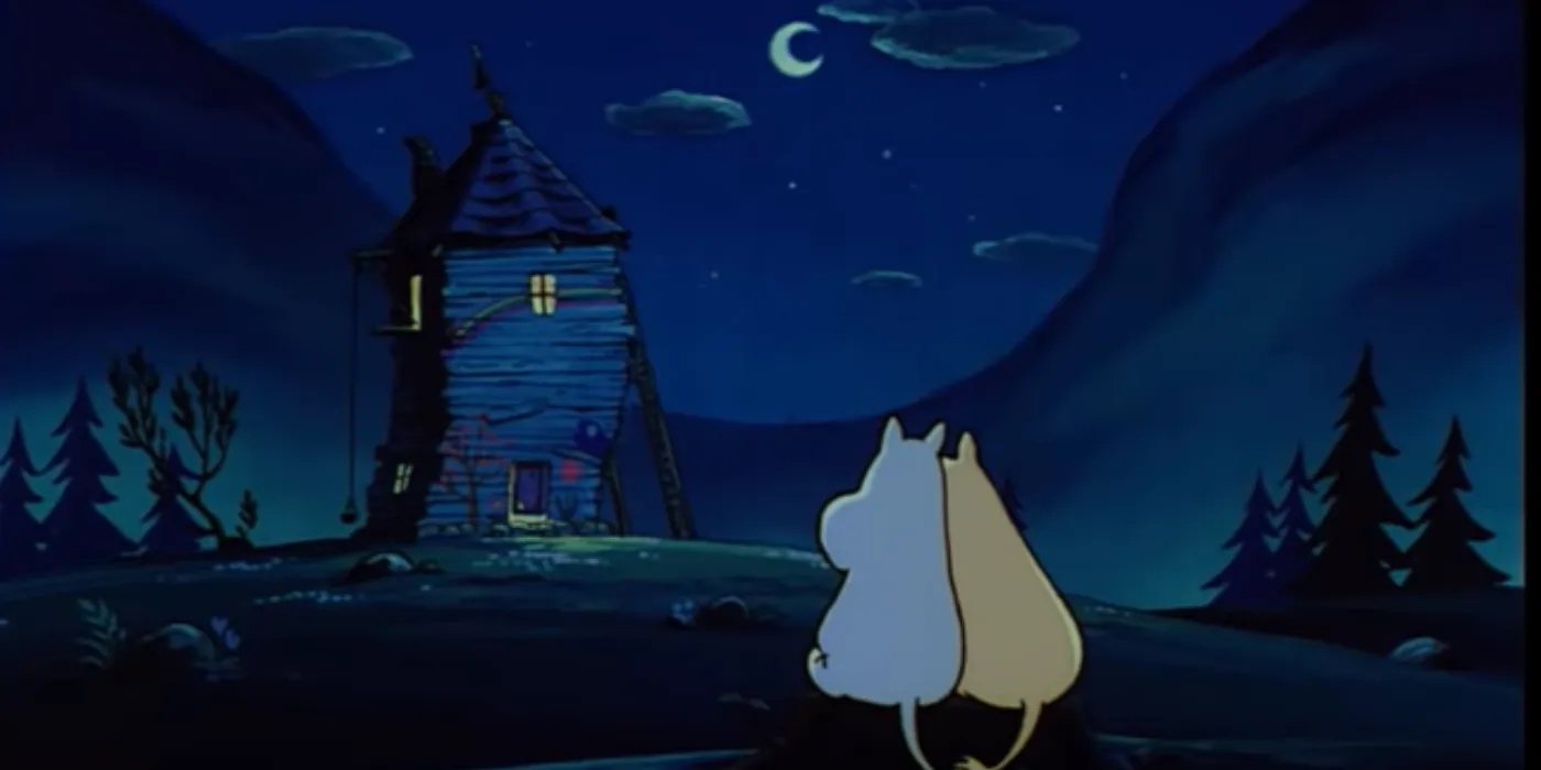 The moomins looking up at the night sky