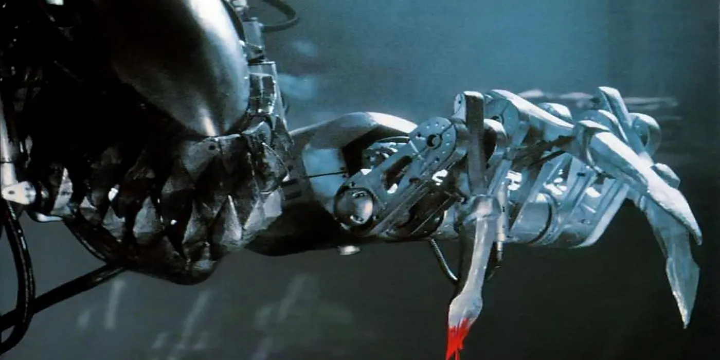 The robot face and arms in Death Machine