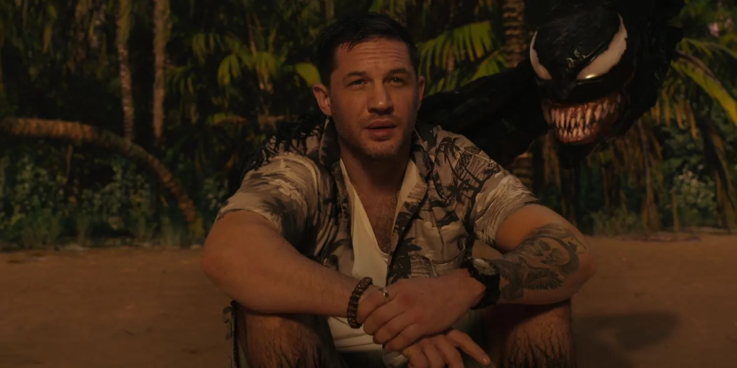 Tom Hardy at the beach with Venom symbiote head