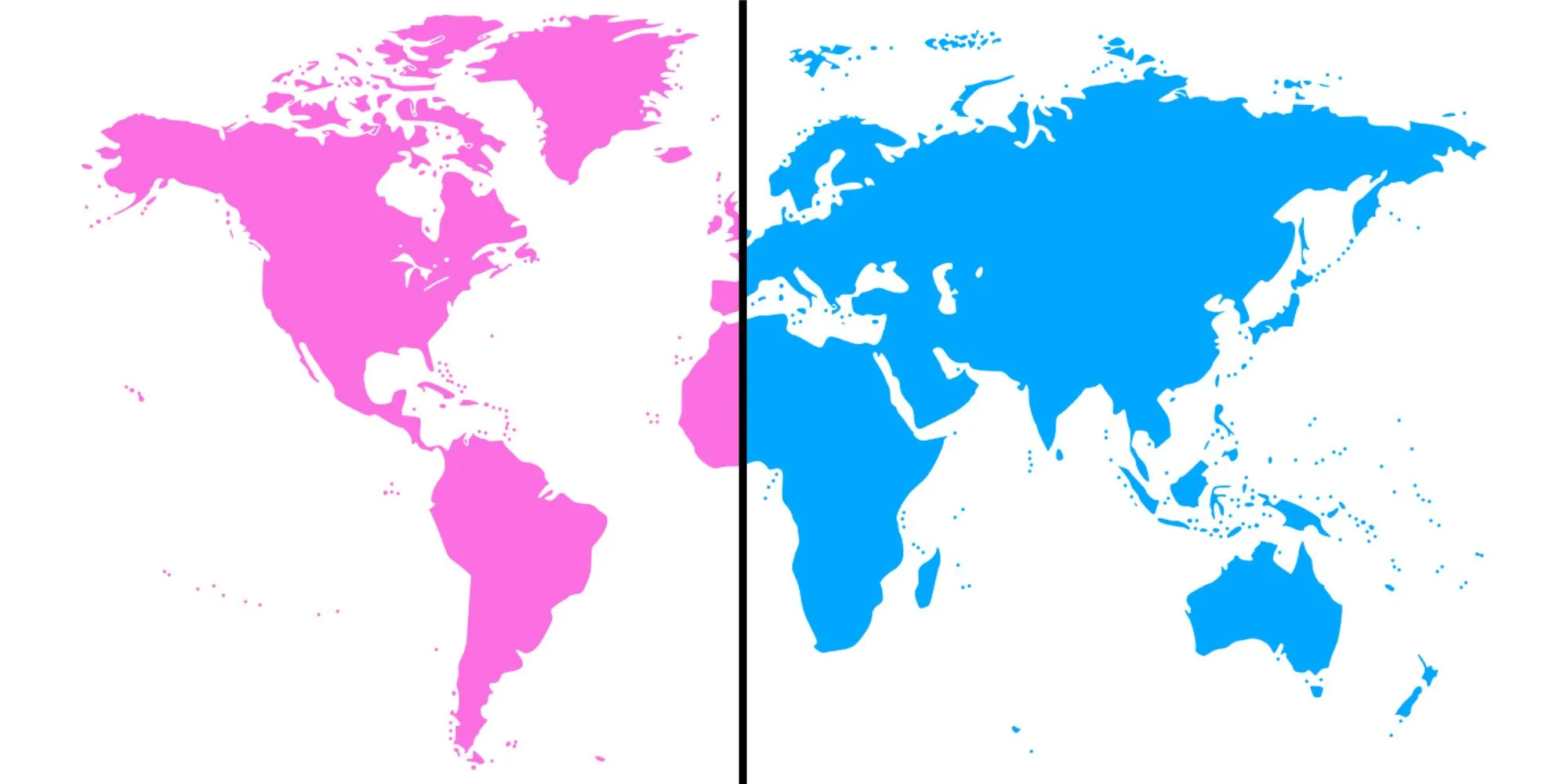 World Map Split Hemispheres World Map Split Hemispheres