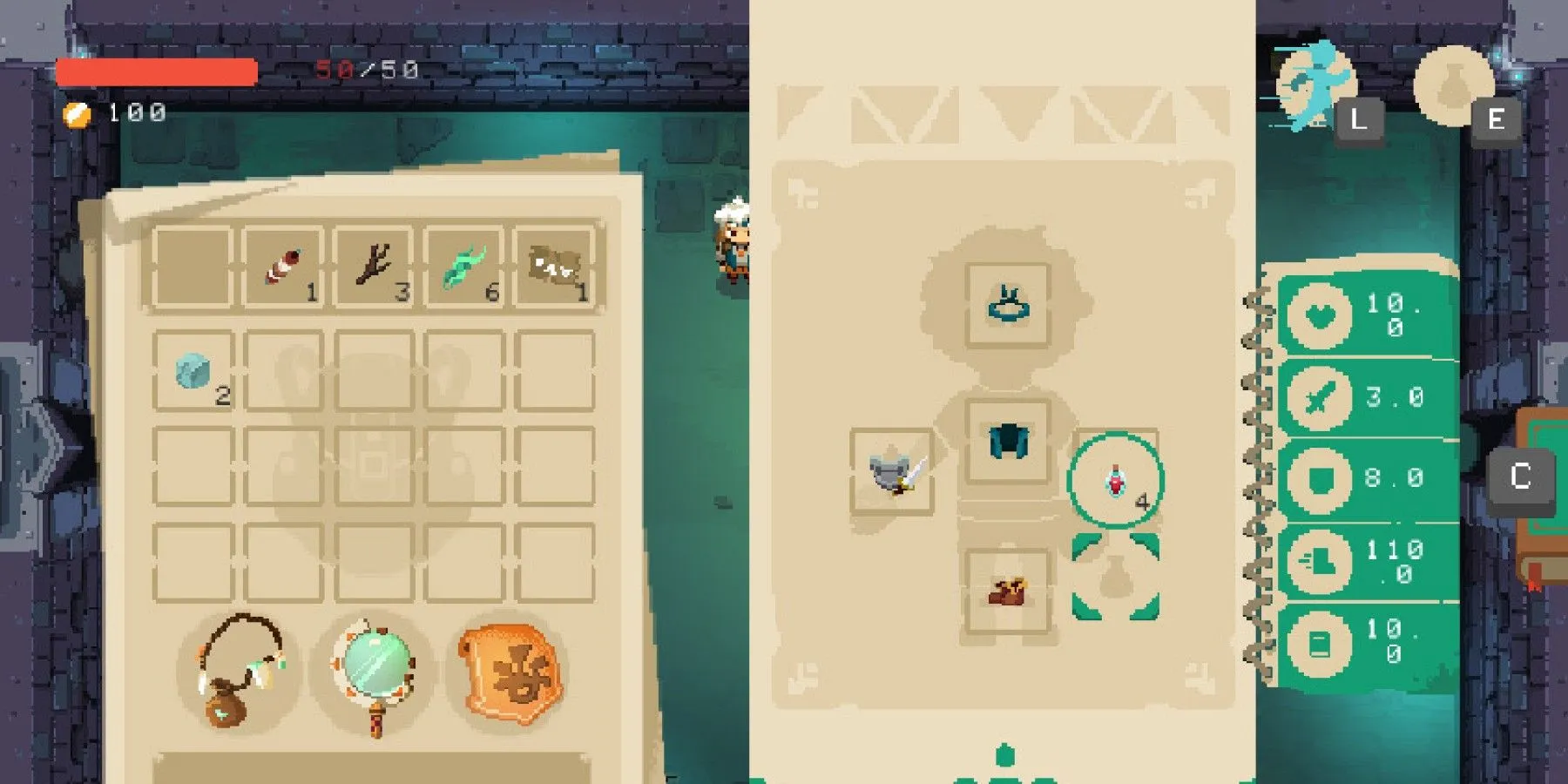 Player navigating inventory in Moonlighter 2 Player navigating inventory in Moonlighter 2