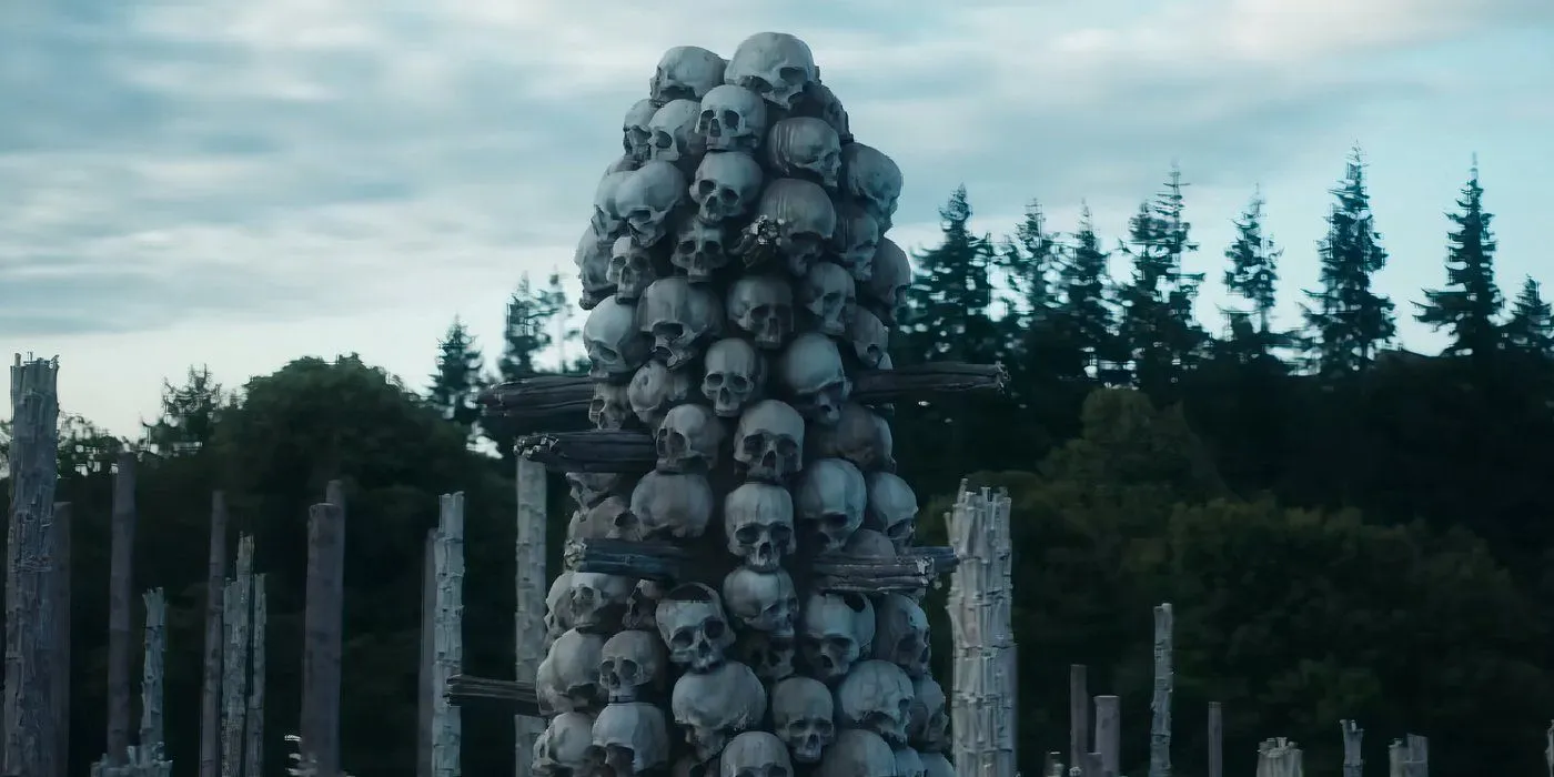 Tower of skulls in 28 Years Later Tower of skulls in 28 Years Later