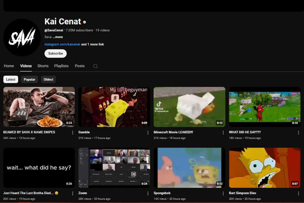 Cenat's YouTube account was also hacked (Image via YouTube/@KaiCenat)