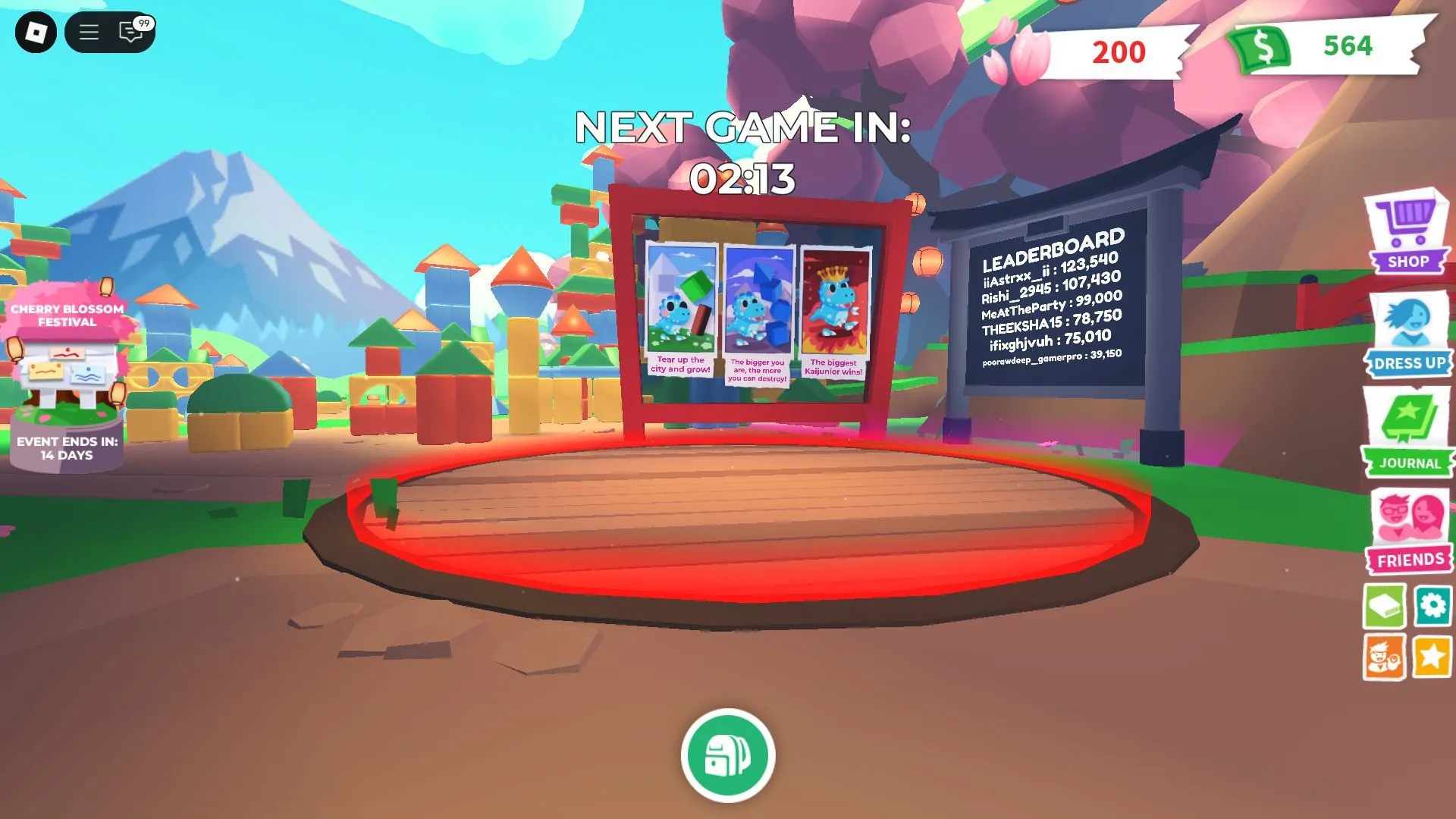 The Tear Up Toykyo mini-game (Image via Roblox)