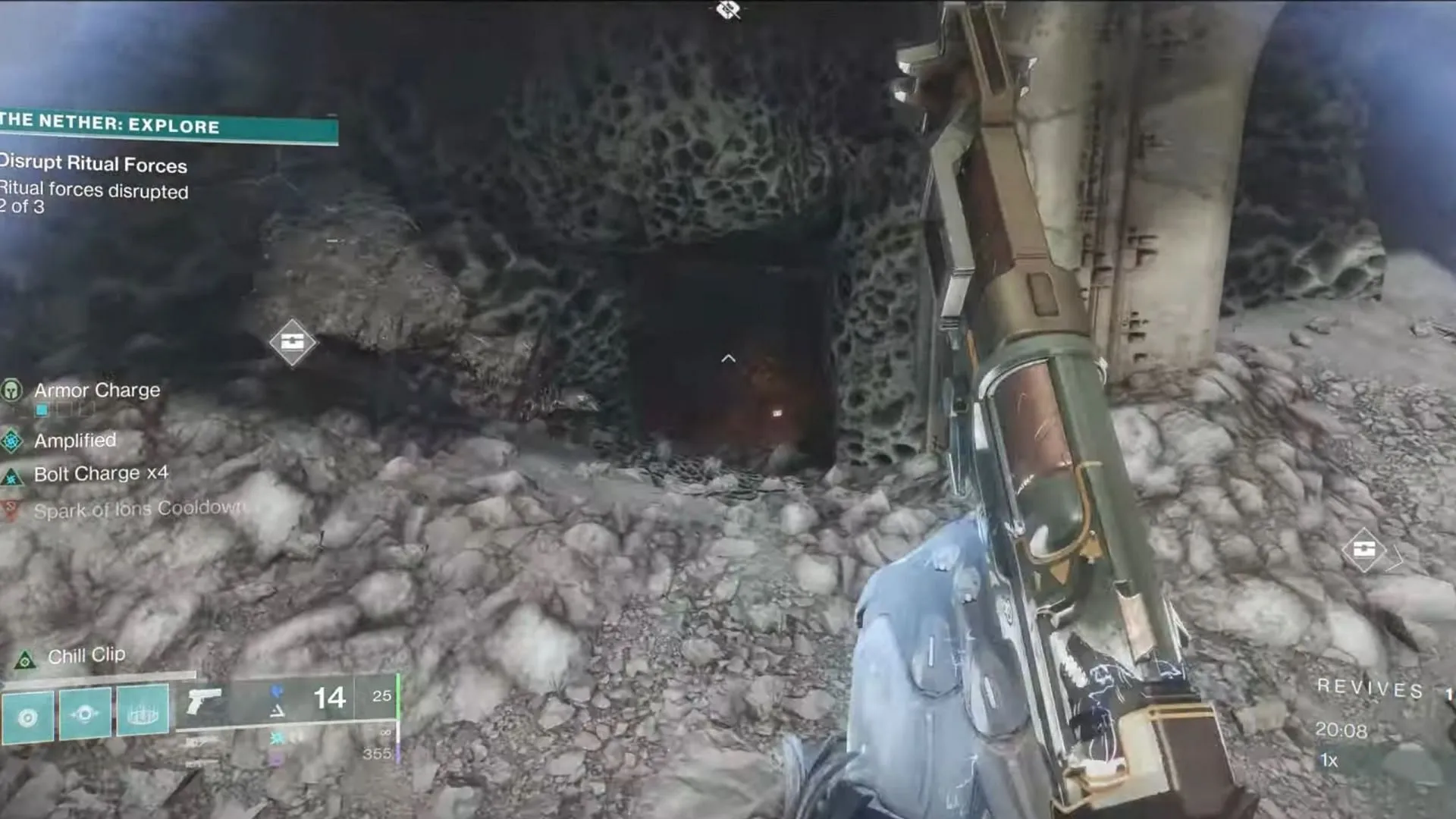 Cave entrance below the boss in Destiny 2 (Image via Bungie) Cave entrance below the boss in Destiny 2 (Image via Bungie)