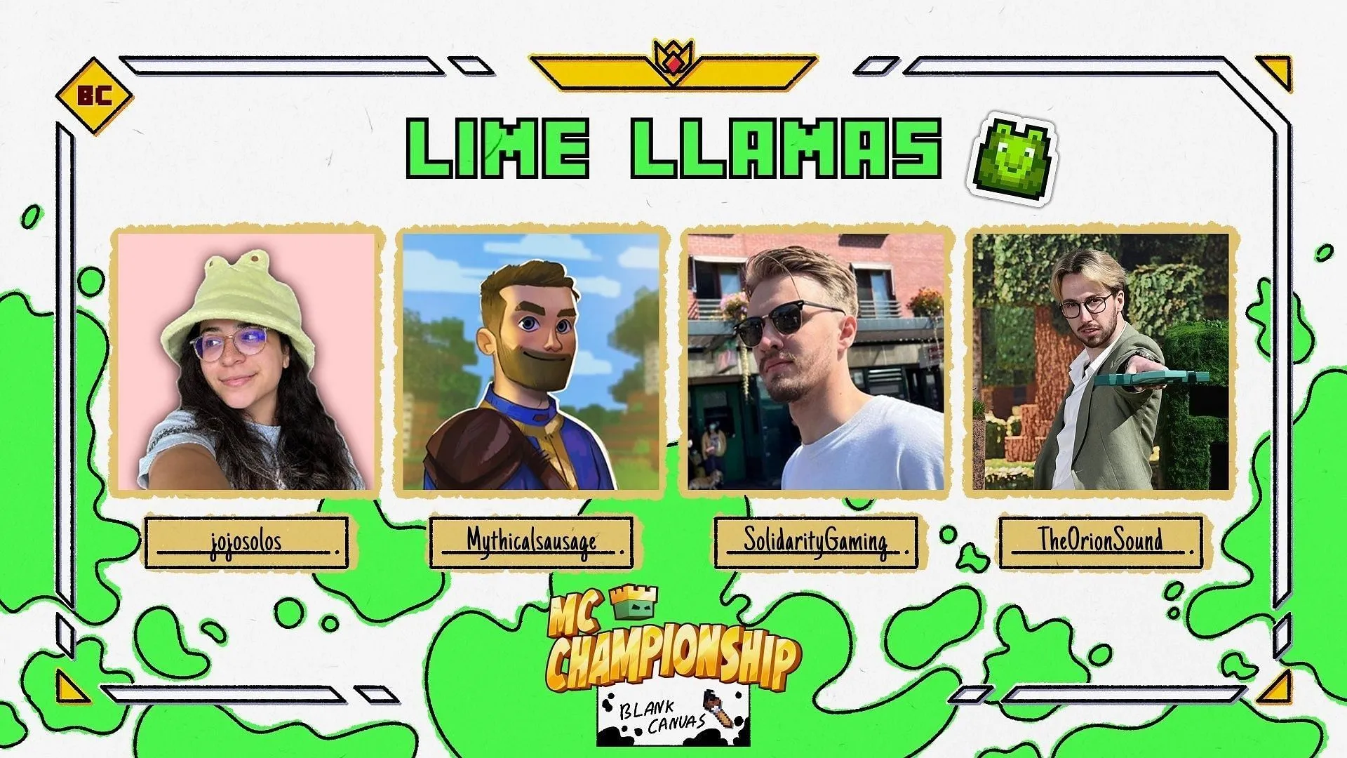 Lime Llamas lineup for MCC Blank Canvas