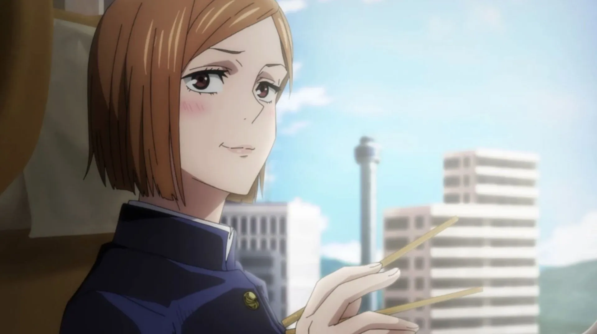 Nobara Kugisaki as seen in anime (Image via MAPPA) Nobara Kugisaki as seen in anime (Image via MAPPA)
