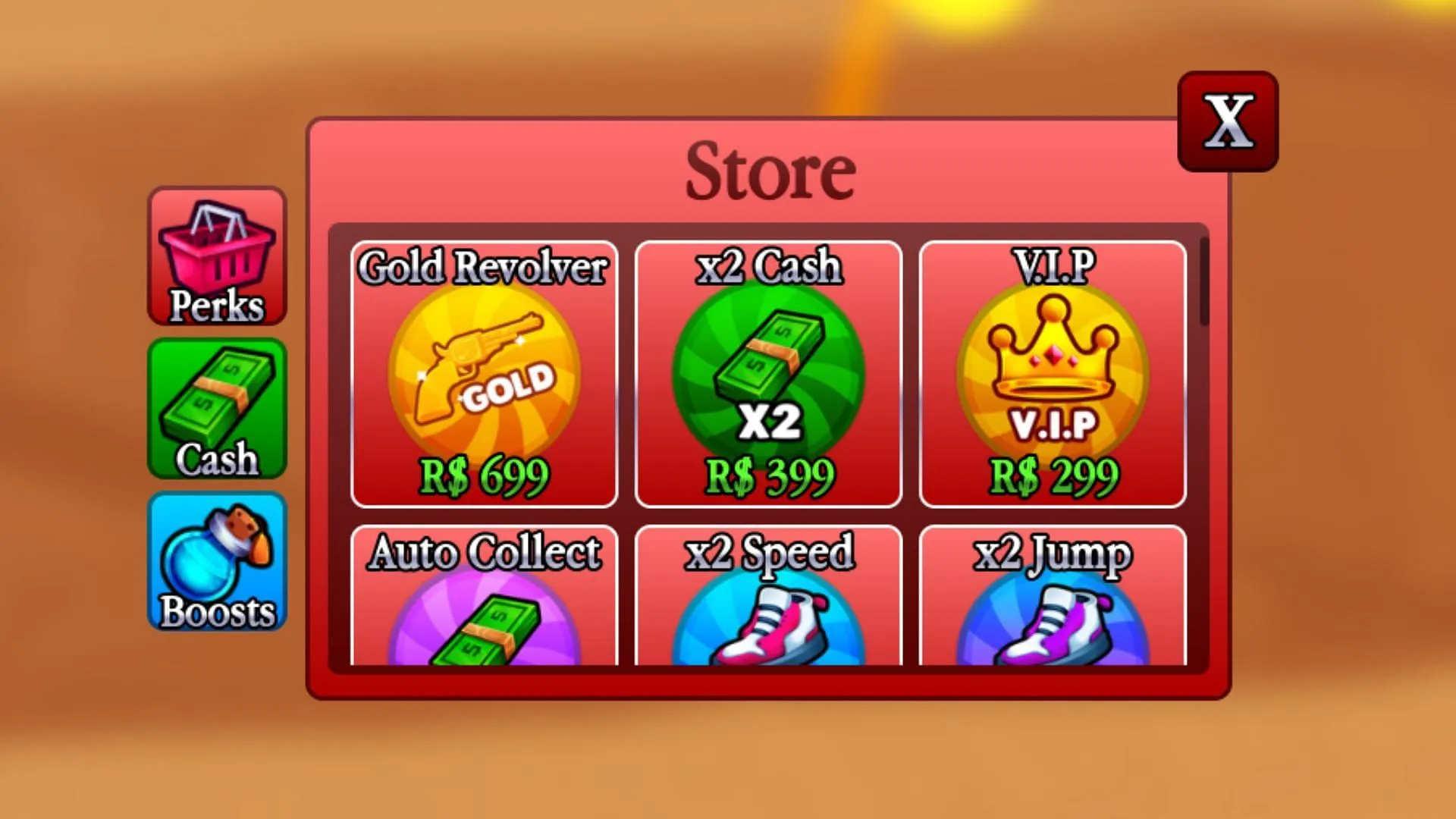 Buy cash and boosts in Cowboy Tycoon (Image via Roblox) Buy cash and boosts in Cowboy Tycoon (Image via Roblox)