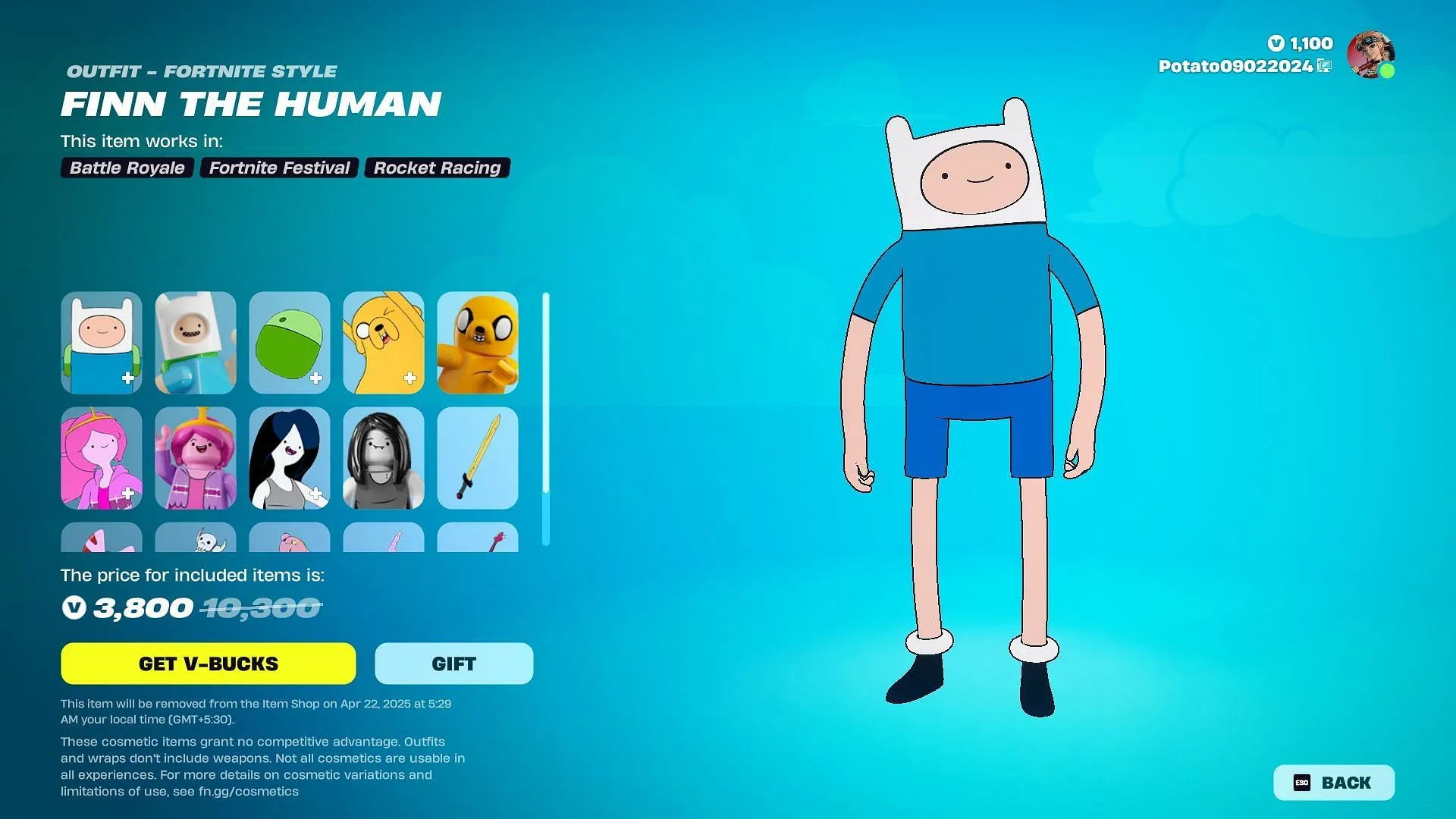 Adventure Time skins availability in Fortnite until April 21, 2025 Adventure Time skins availability in Fortnite until April 21, 2025