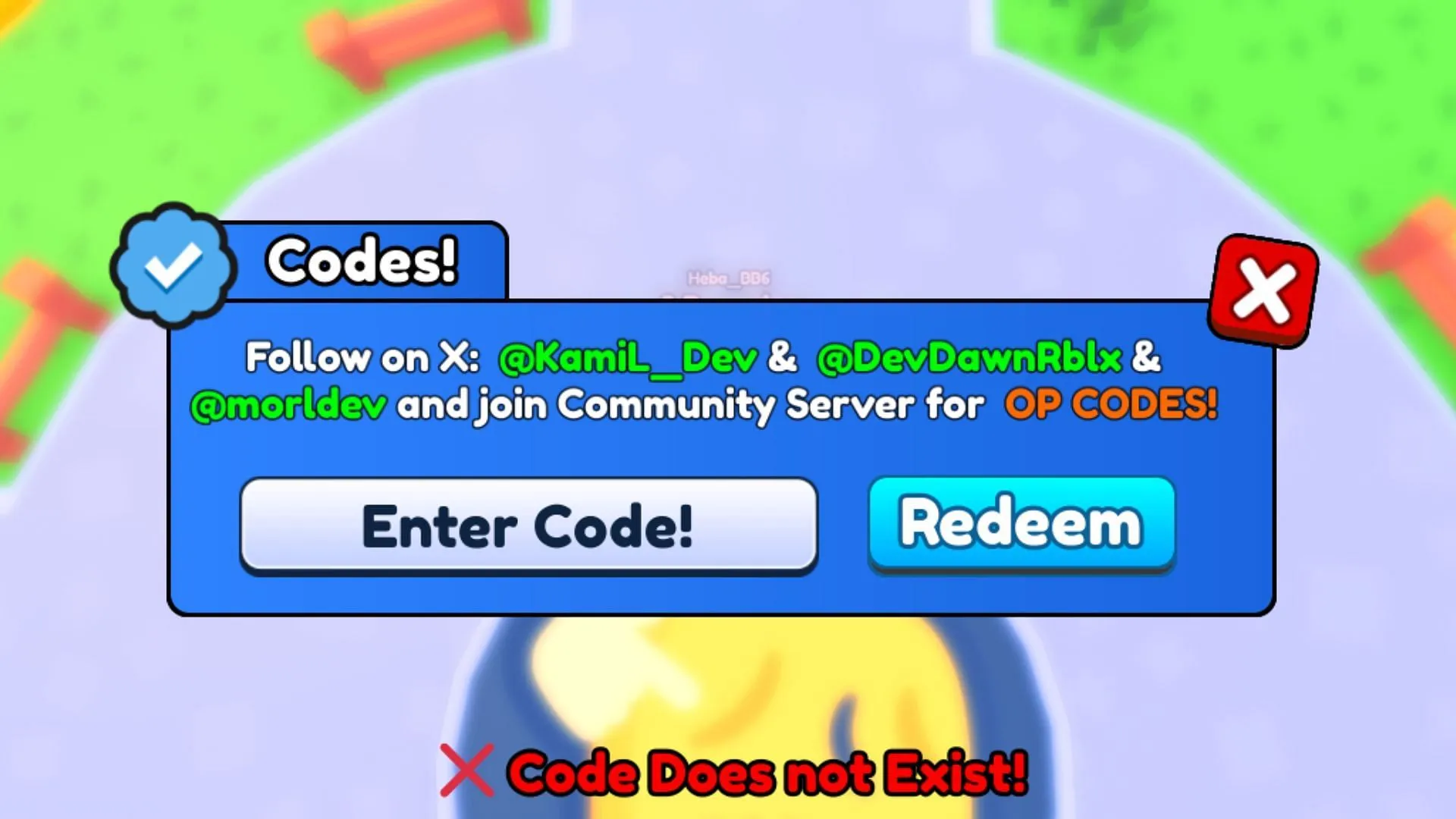 Invalid code issue in Pancake Battles (Image via Roblox) Invalid code issue in Pancake Battles (Image via Roblox)