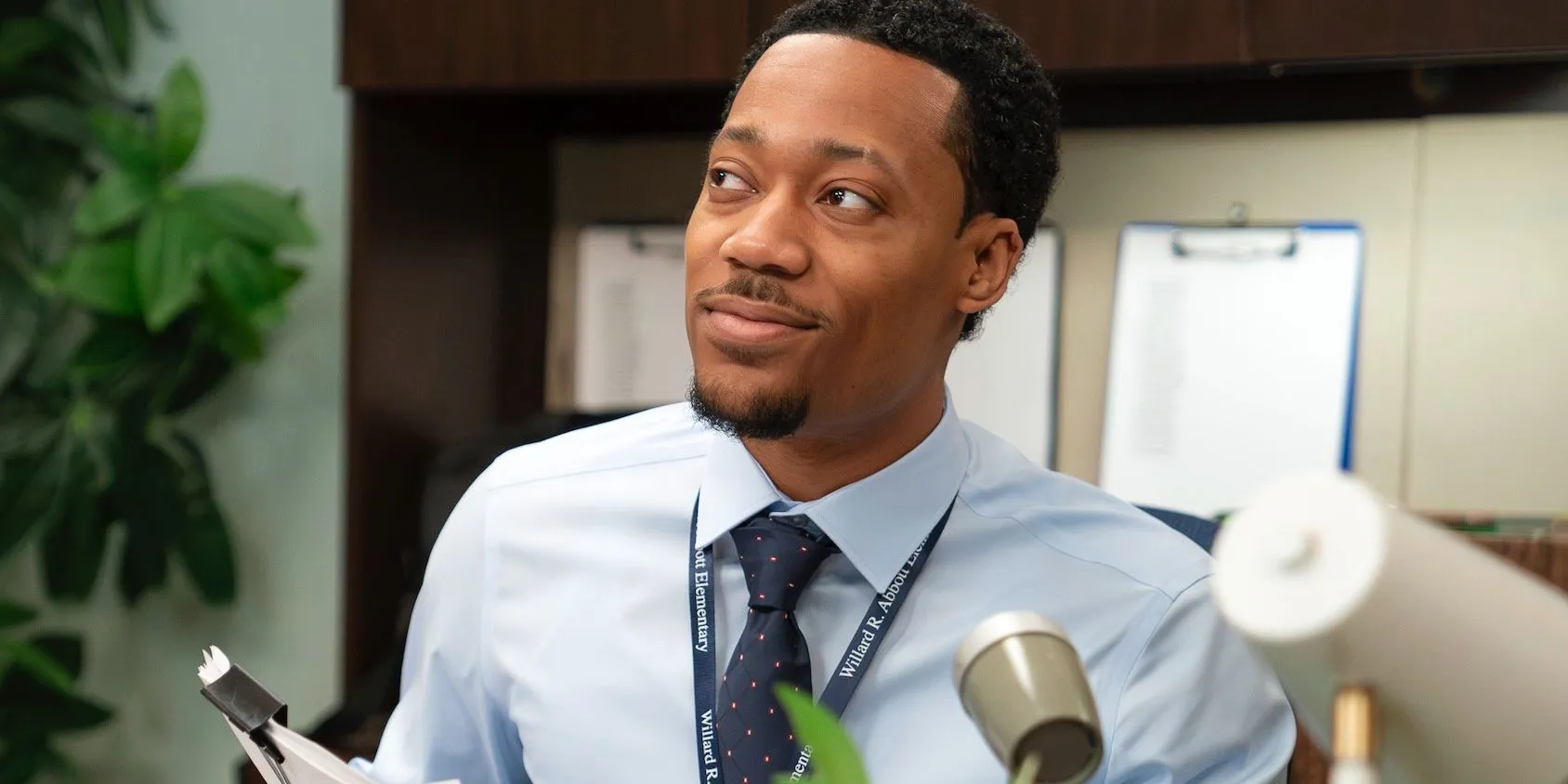 Tyler James Williams as interim principal Gregory Eddie in Abbott Elementary Season 4. Tyler James Williams as interim principal Gregory Eddie in Abbott Elementary Season 4.
