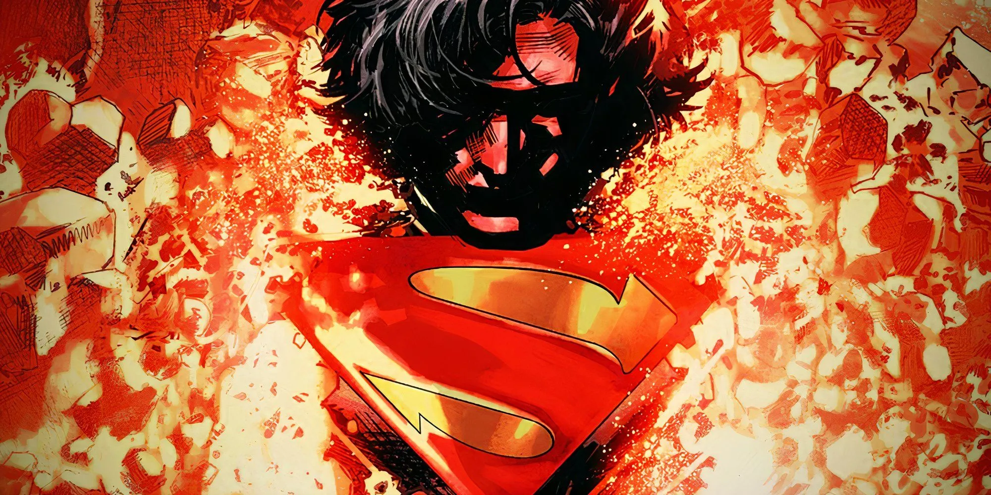 Absolute Superman Surrounded By Flames in Cover Art Absolute Superman Surrounded By Flames in Cover Art