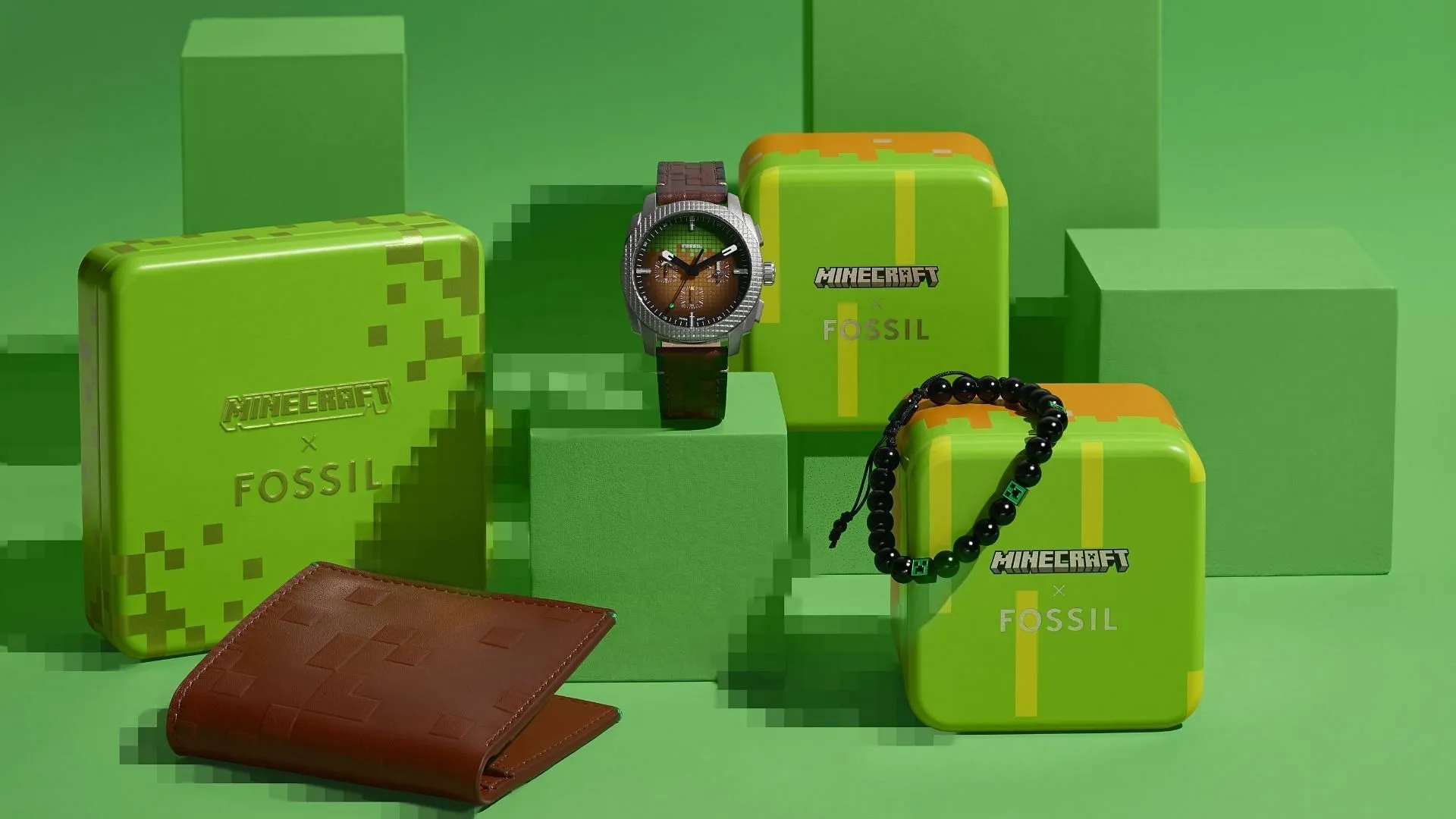 Fossil x Minecraft 컬렉션은 영화의 독특한 테마와 비주얼을 선보입니다. Fossil x Minecraft 컬렉션은 영화의 독특한 테마와 비주얼을 선보입니다.