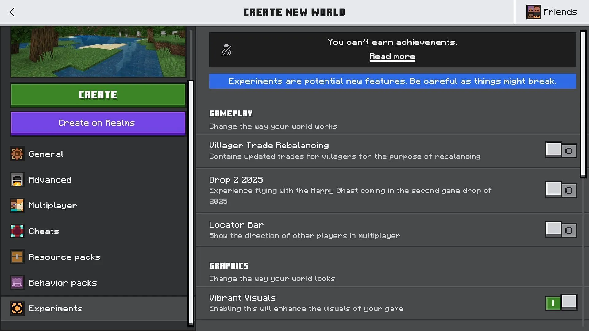 Follow these steps to turn on Vibrant Visuals in the game (Image via Mojang Studios)
