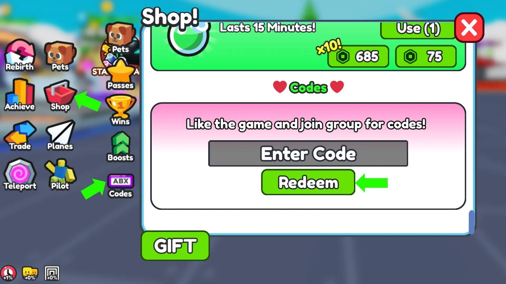 The Shop tab is marked with a red basket icon (Image via Roblox) The Shop tab is marked with a red basket icon (Image via Roblox)