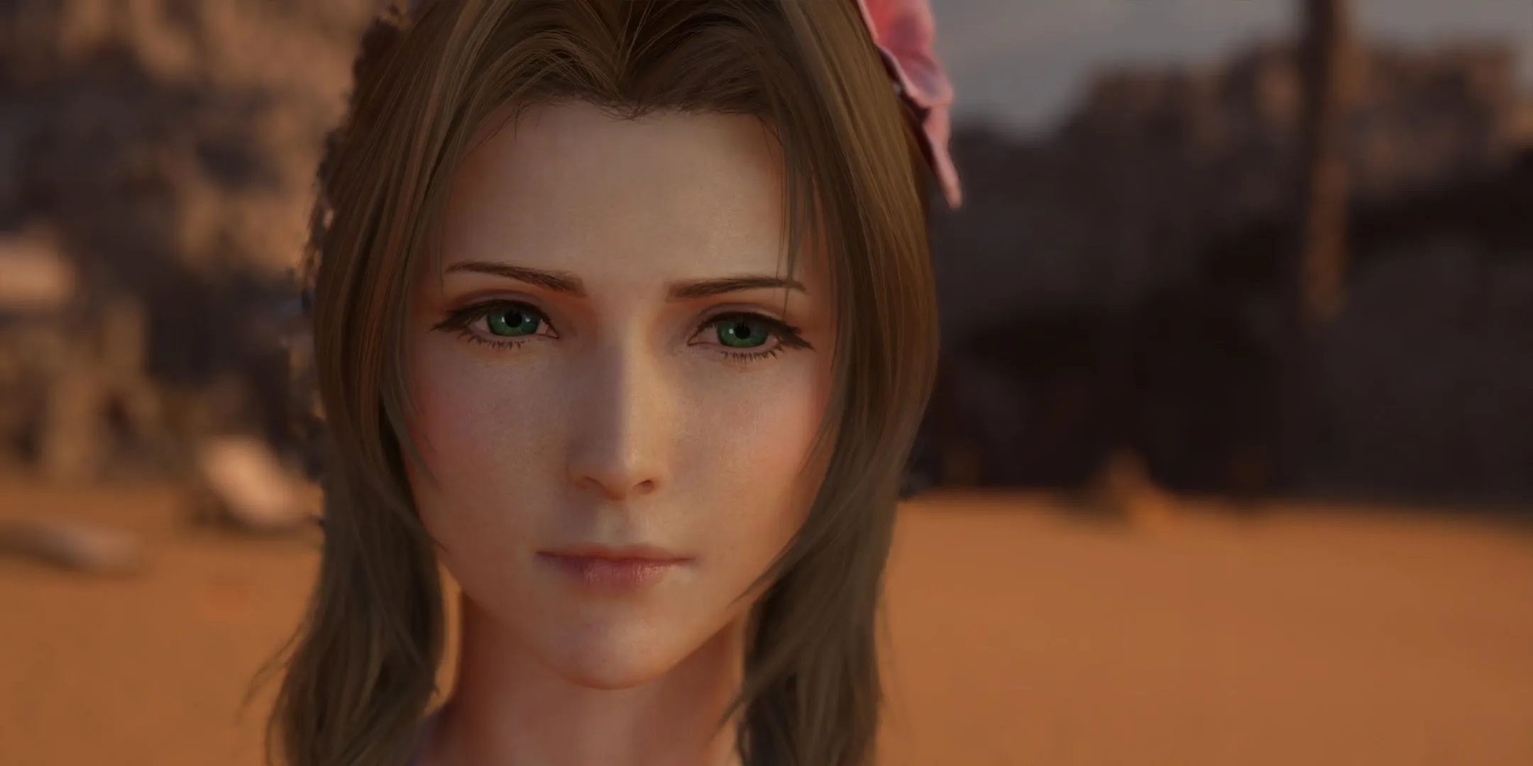 Aerith at the beach in FF7 Rebirth Aerith at the beach in FF7 Rebirth