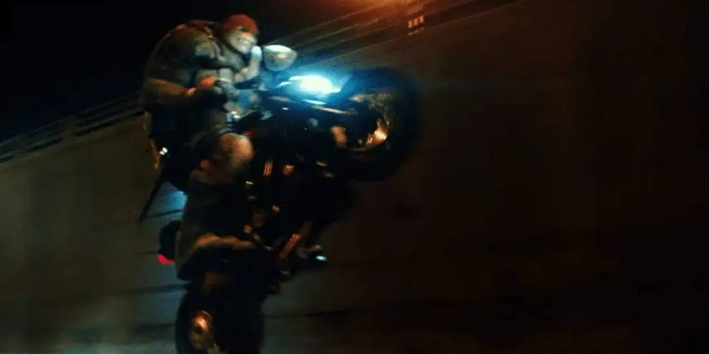 Alan Ritchson as Raphael on a motorcycle in Teenage Mutant Ninja Turtles: Out of the Shadows