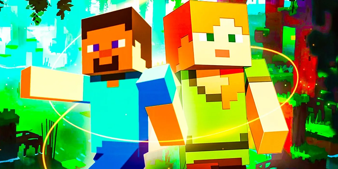 Alex and Steve in a Mangrove Swamp, in Minecraft. Alex and Steve in a Mangrove Swamp, in Minecraft.