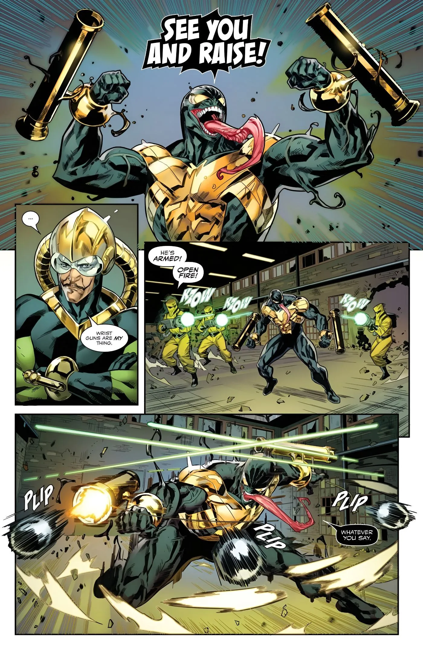 All-New Venom Summons Cannons On His Arms and Shoots Webbing-Balls at Enemies All-New Venom Summons Cannons On His Arms and Shoots Webbing-Balls at Enemies