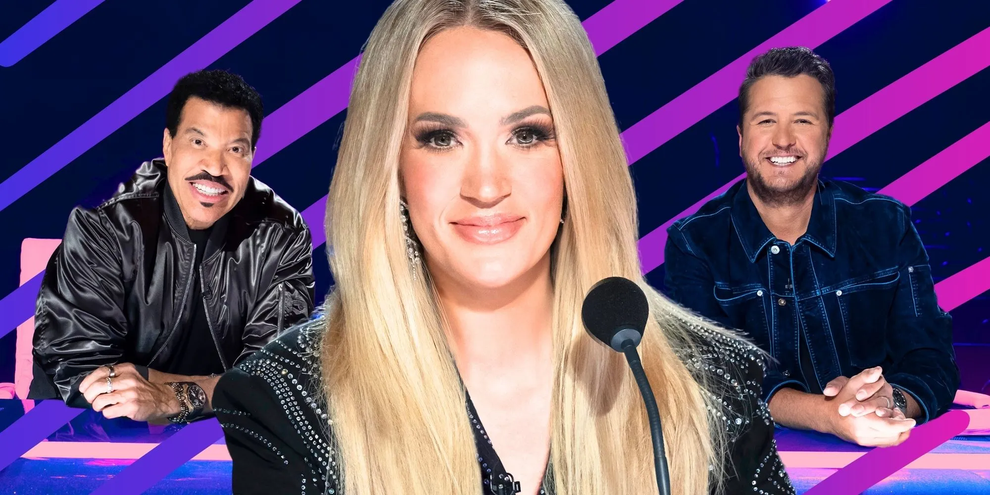 Carrie Underwood sharing a smile with her fellow judges Carrie Underwood sharing a smile with her fellow judges