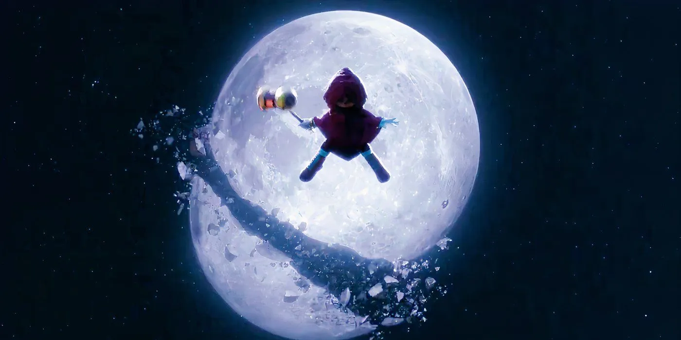 Amy Rose wielding her hammer against the moon in Sonic the Hedgehog 3 (2024) Amy Rose wielding her hammer against the moon in Sonic the Hedgehog 3 (2024)