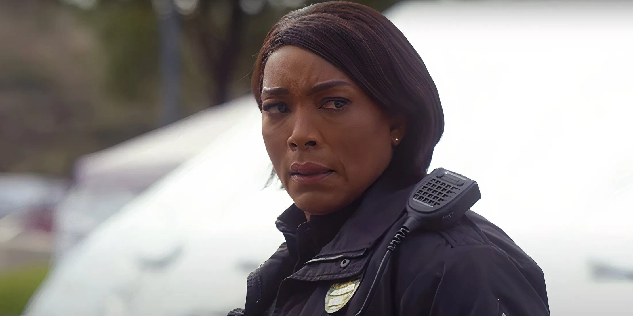 Angela Bassett as Athena looking horrified in 9-1-1 season 8 Angela Bassett as Athena looking horrified in 9-1-1 season 8