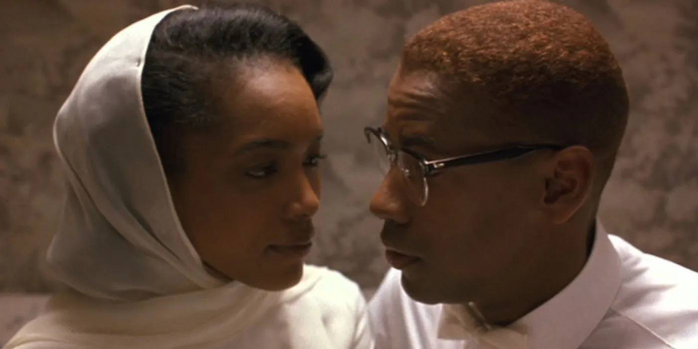 Angela Bassett and Denzel Washington in Malcolm X