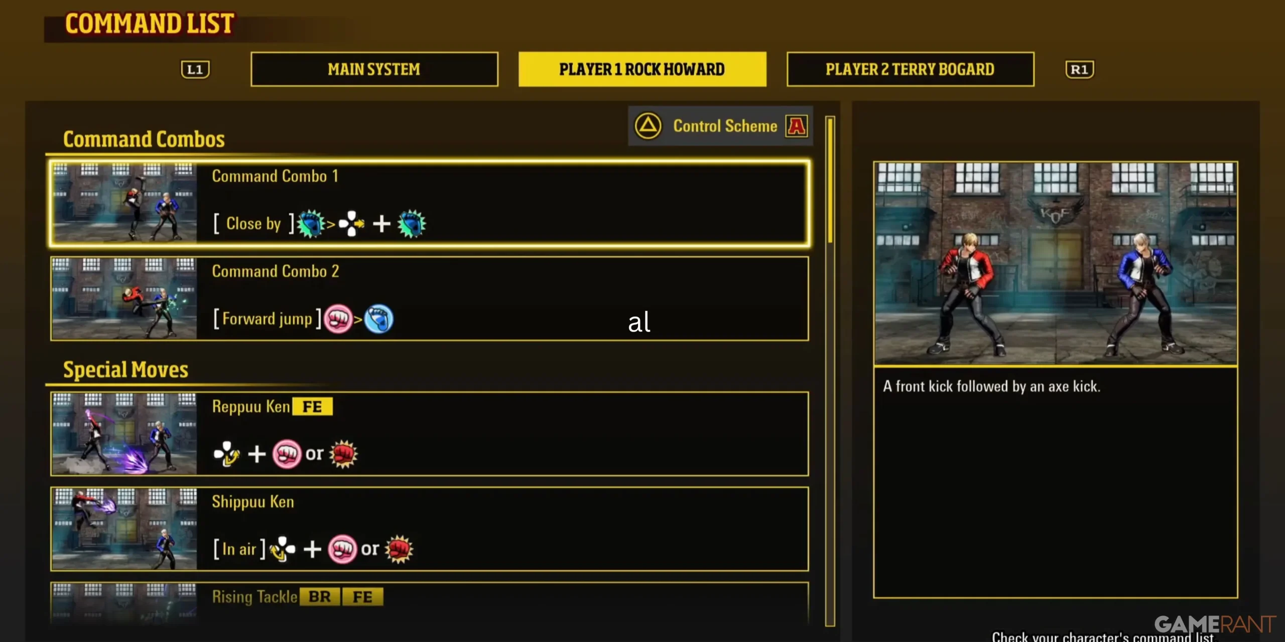 Arcade Commands in Fatal Fury: City of the Wolves